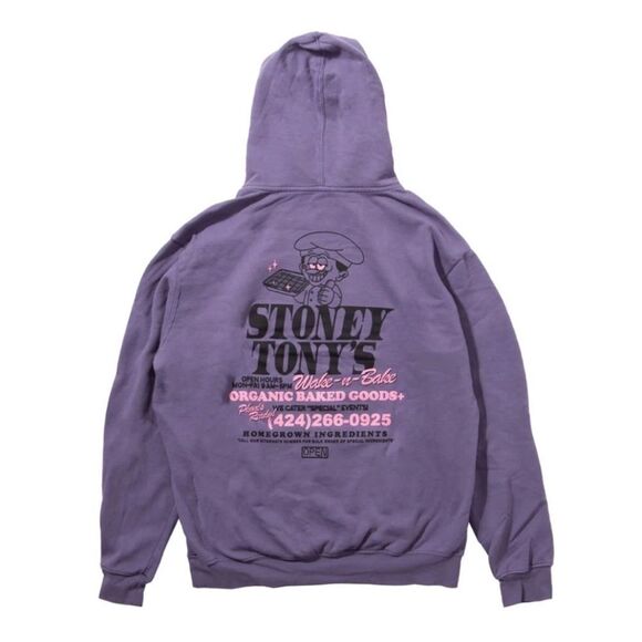 Open 925 Stoney Tony’s Wake and Bake Goods Lavender Purple Small Hoodie Unisex - Picture 1 of 9